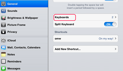 iOS Keyboard Settings
